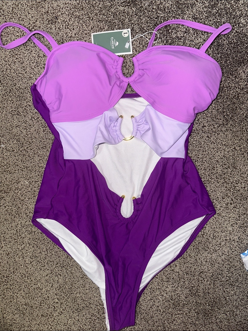 NWT Colorblock Purple One-Piece Swimsuit